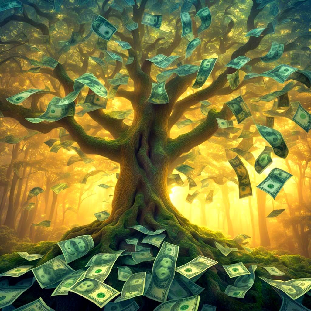 Ethereal Money Tree in Hyperdetailed Mist