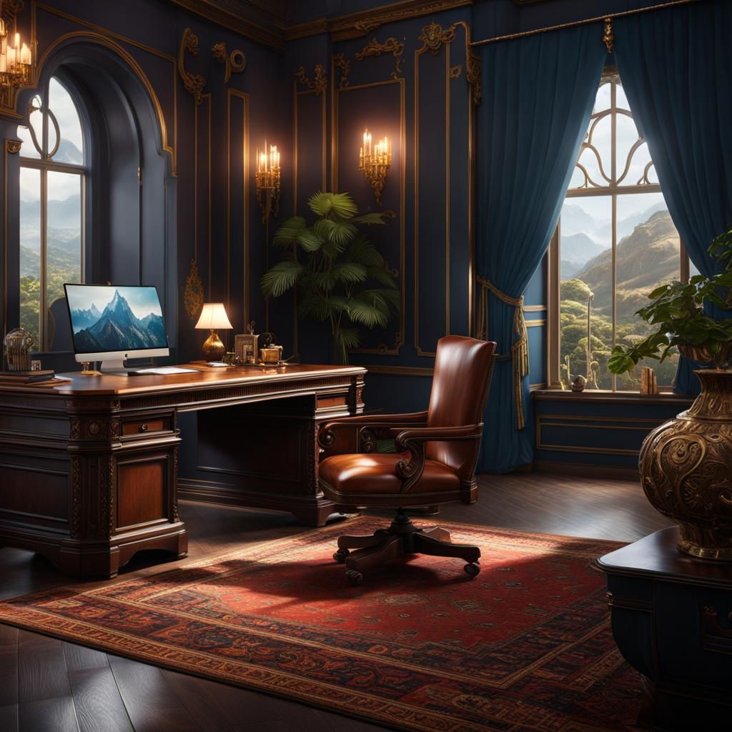 Well-Designed Office Room for Zoom Background