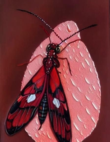 Vermilion Scorpionfly on Textured Ecru Paper