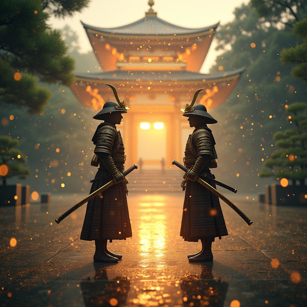 Samurai Duel in Stardust Near Golden Temple