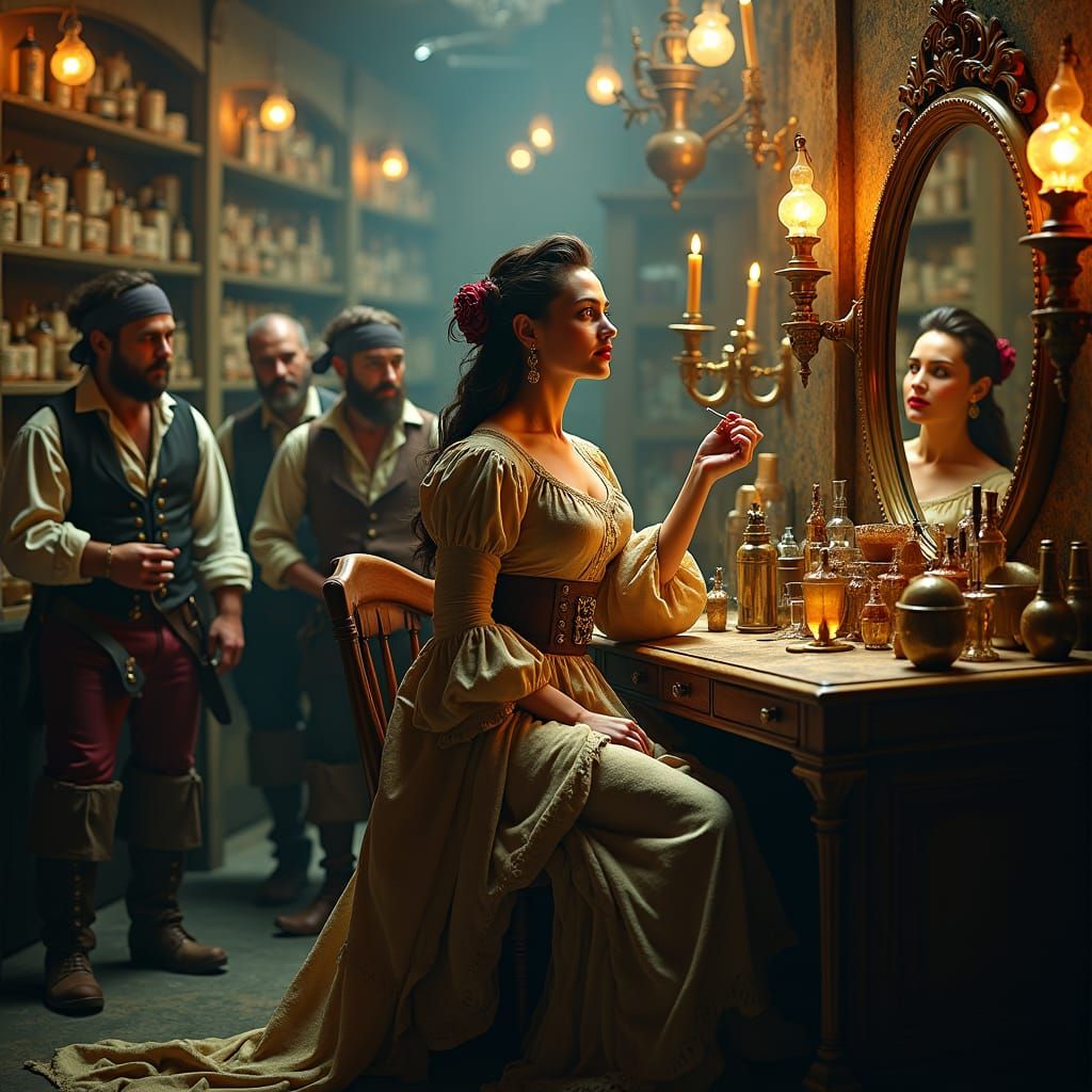 Pirates Discovering Cosmetics in Opulent Warehouse, Digital ...
