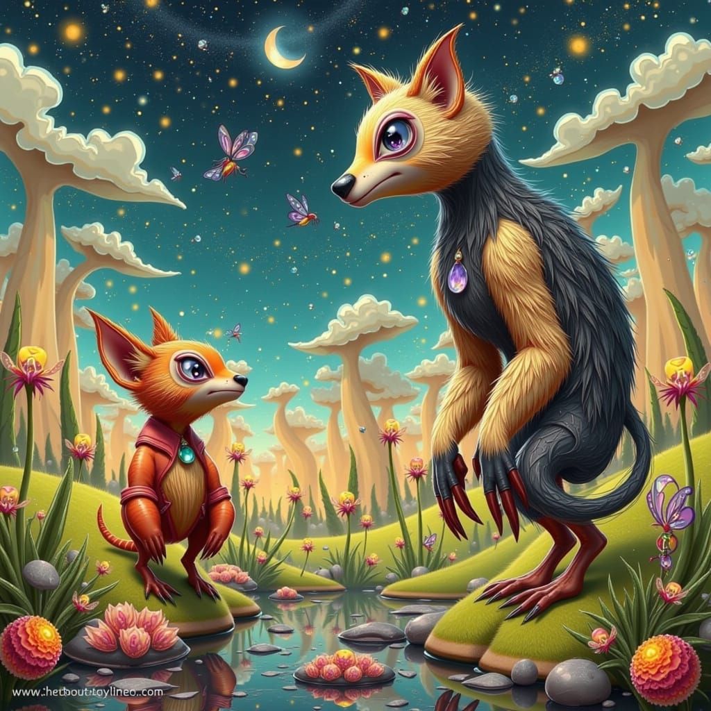 Whimsical Furry Creature in Fantasy Forest