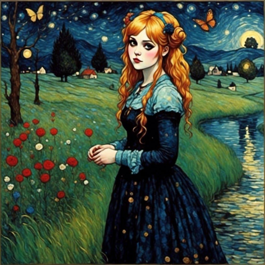 Anime Butterfly Road Amidst Midnight Sky