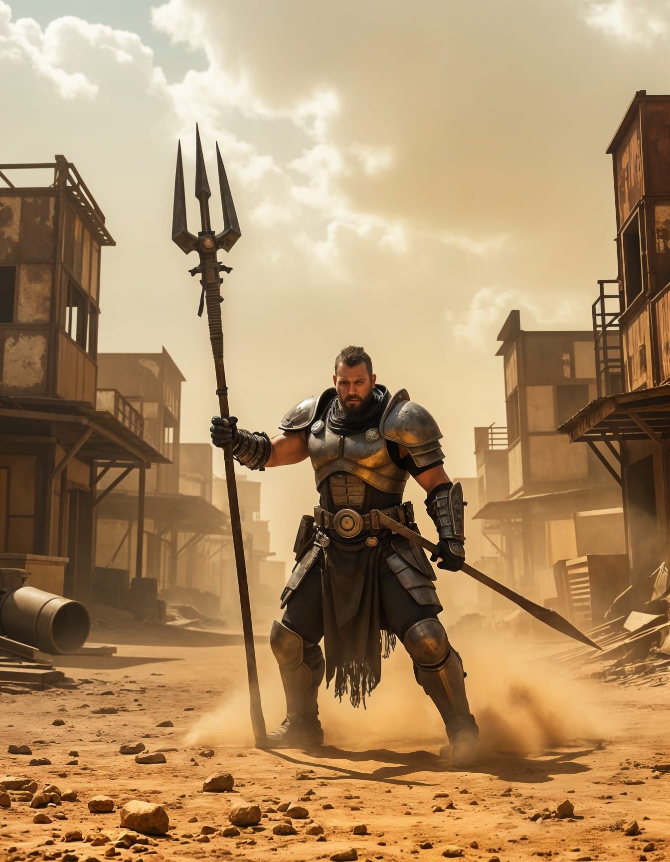 Post-Apocalyptic Warrior in Dusty Arena