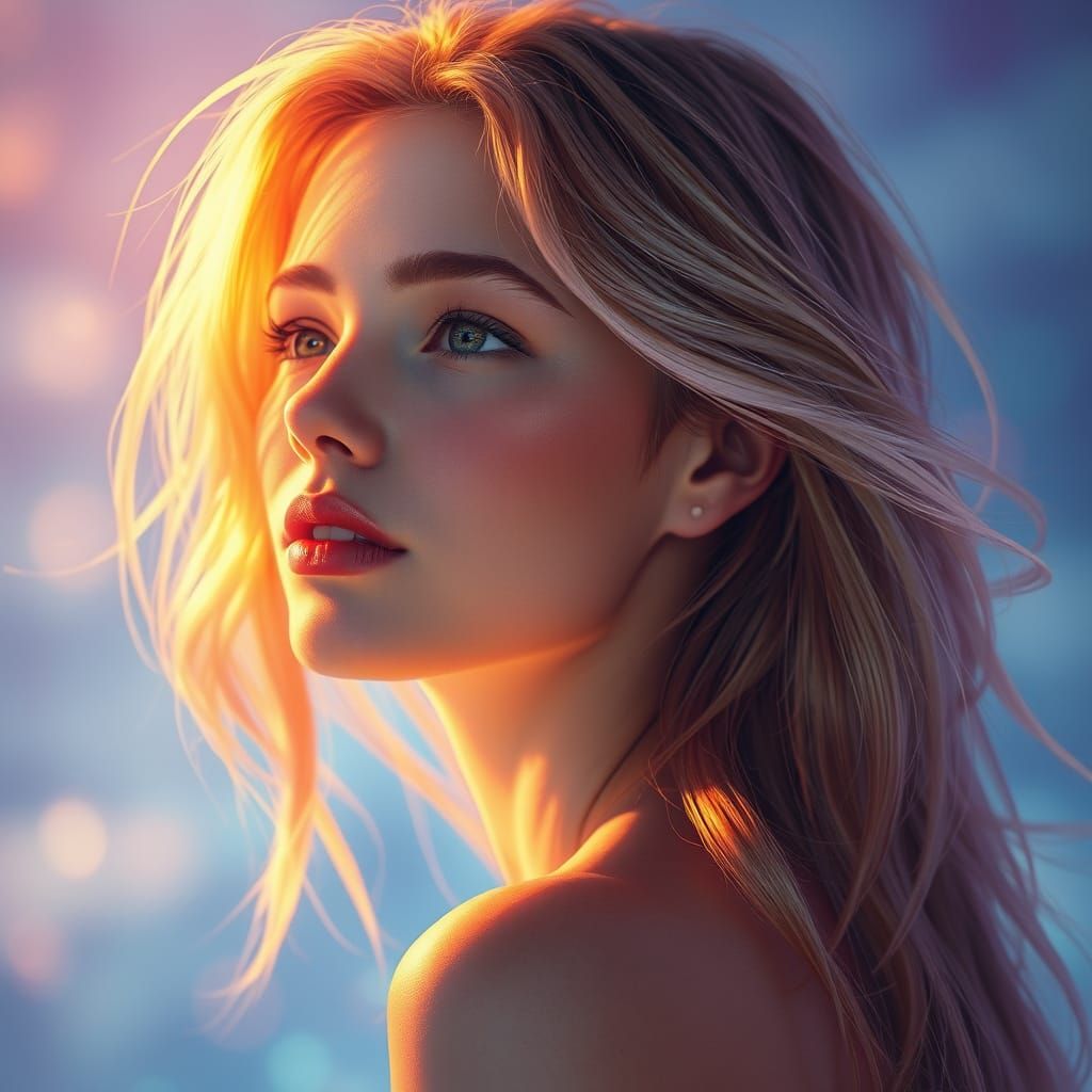 Romantic Hyperreal Portrait of a Serene Woman in Soft Light