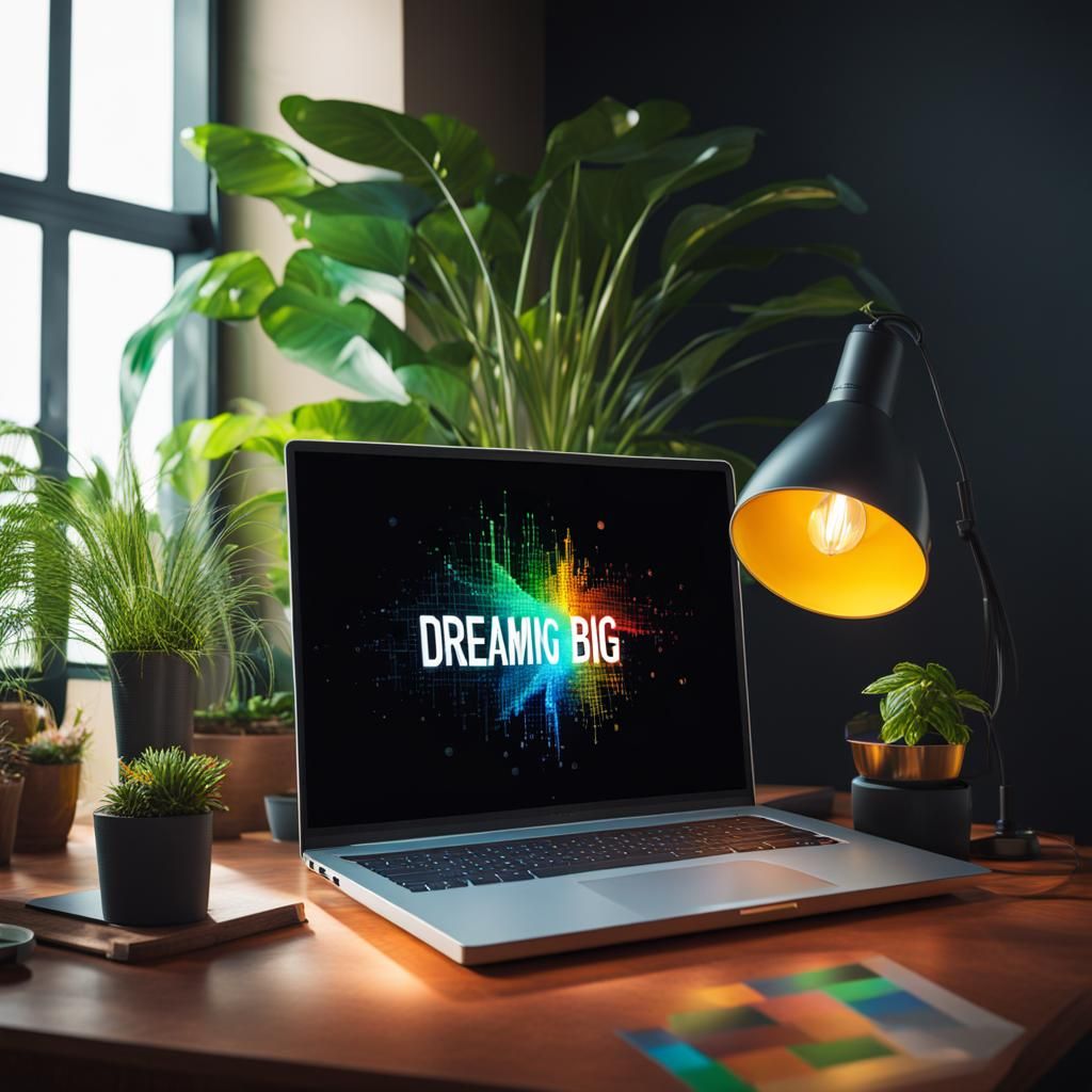 Dreaming Big: Code on Laptop in Hyperrealistic Style