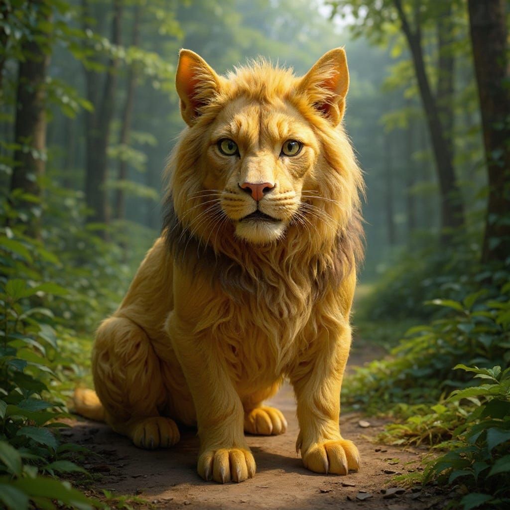 Pig-Lion Hybrid in German Forest: Fantasy Concept Art