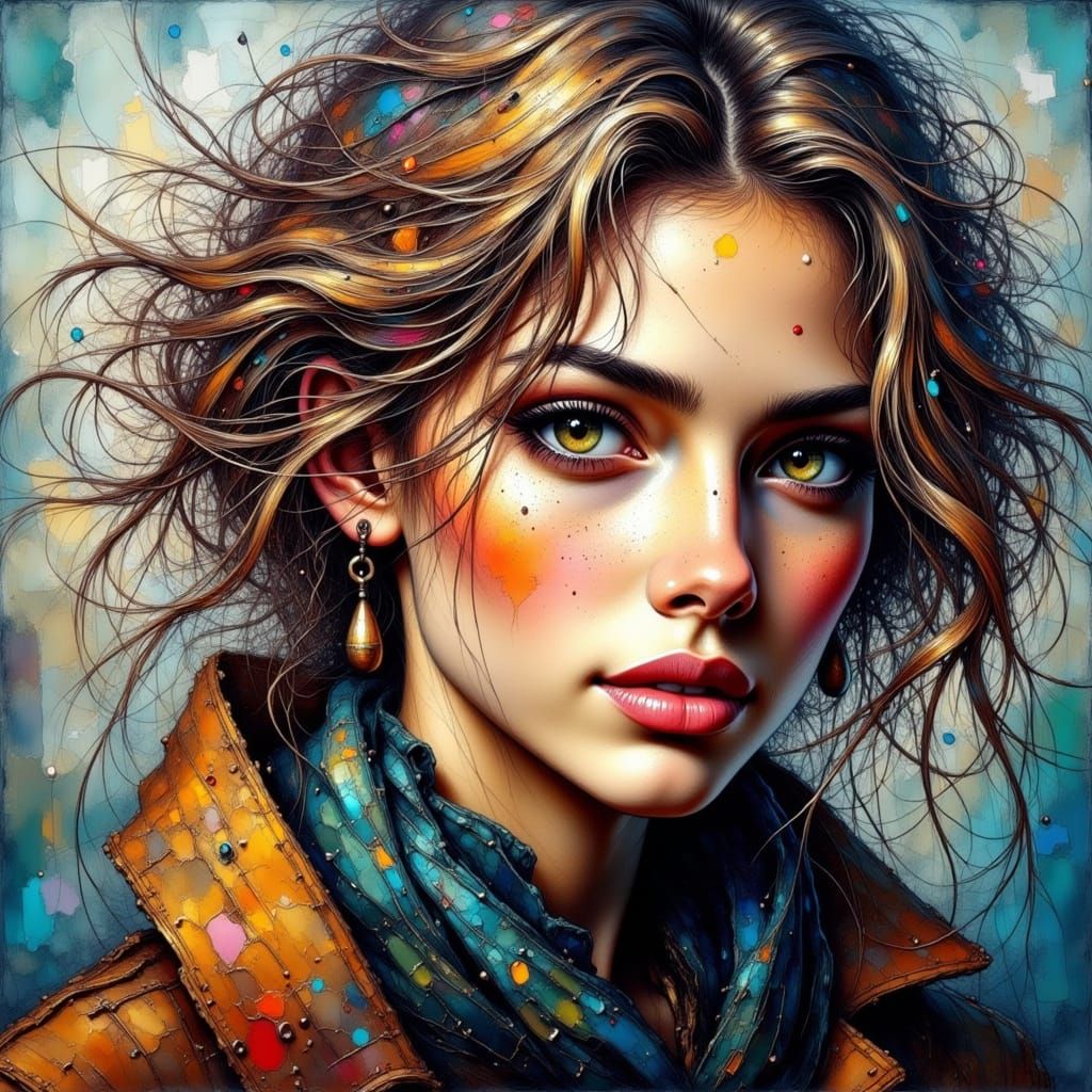 Impasto Portrait of a Researcher with Knife Edges