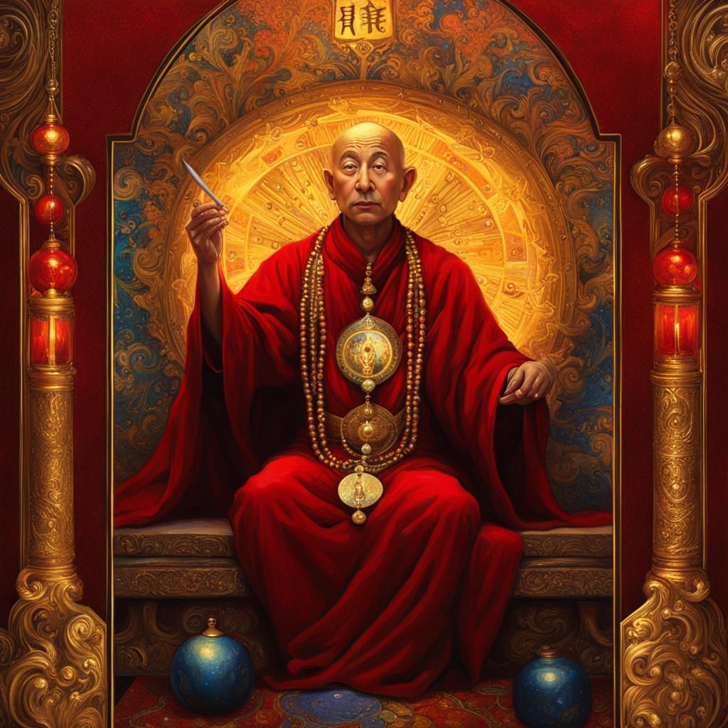 The Monk Tarot Card in Ornate Style