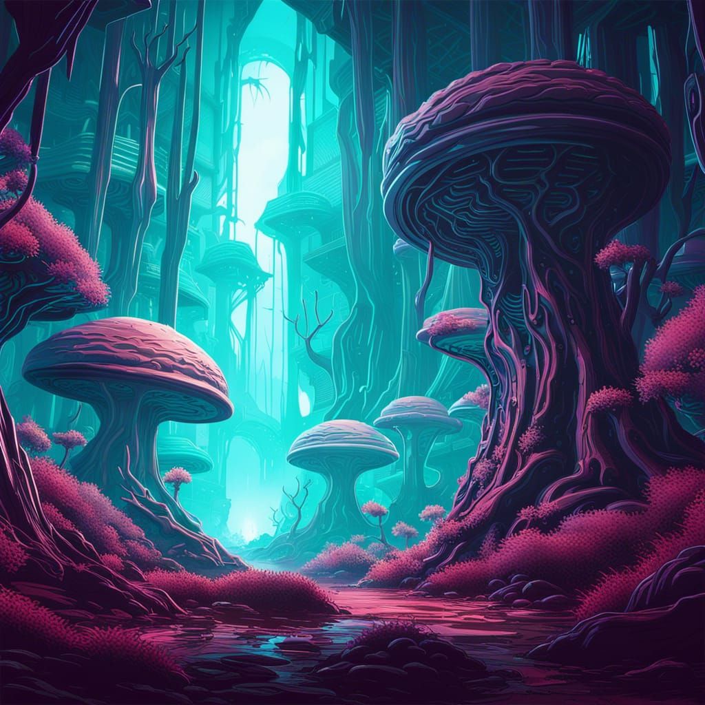 Otherworldly Alien Forest Rendered in Unreal Engine