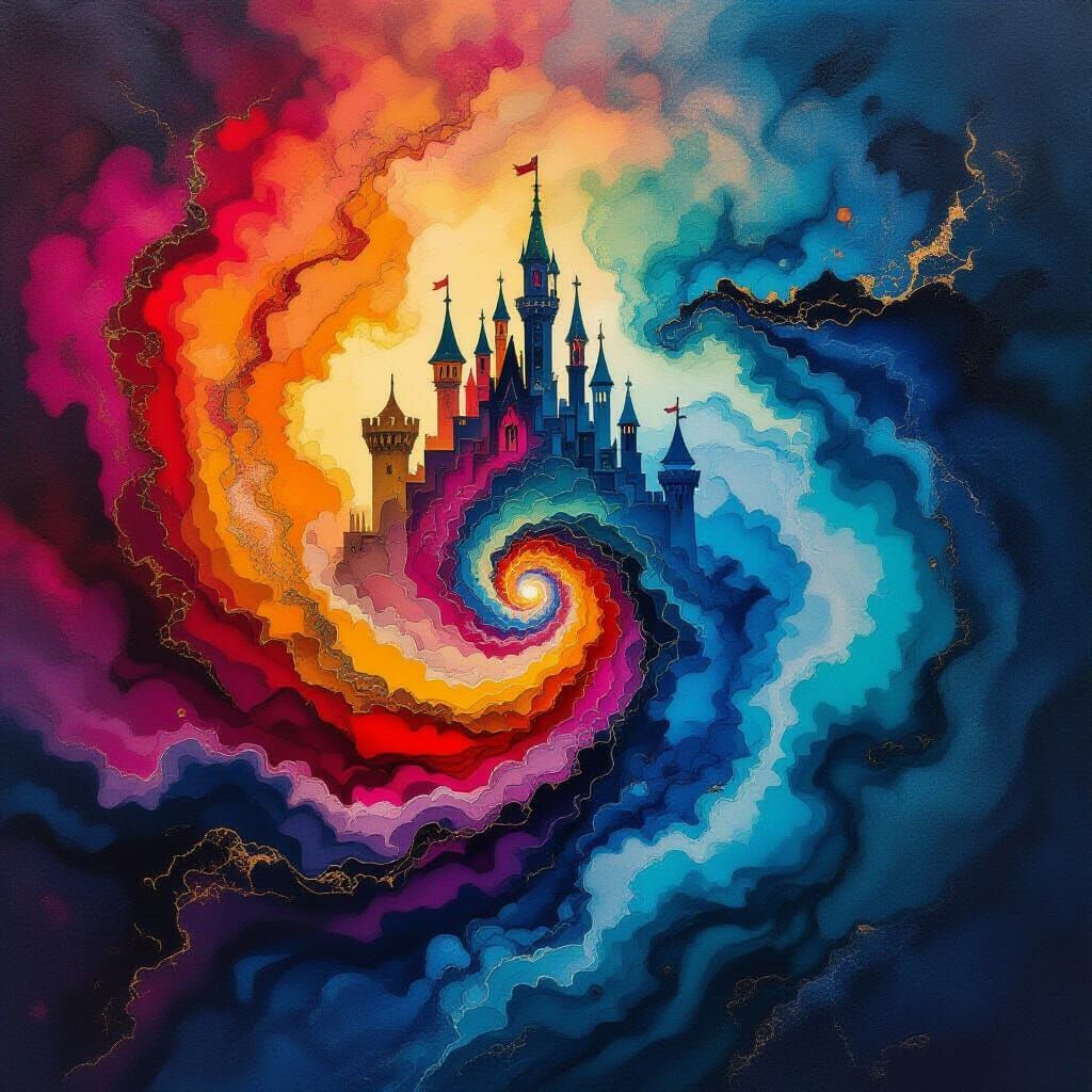 Queen's Essence: Abstract Alcohol Ink Vortex