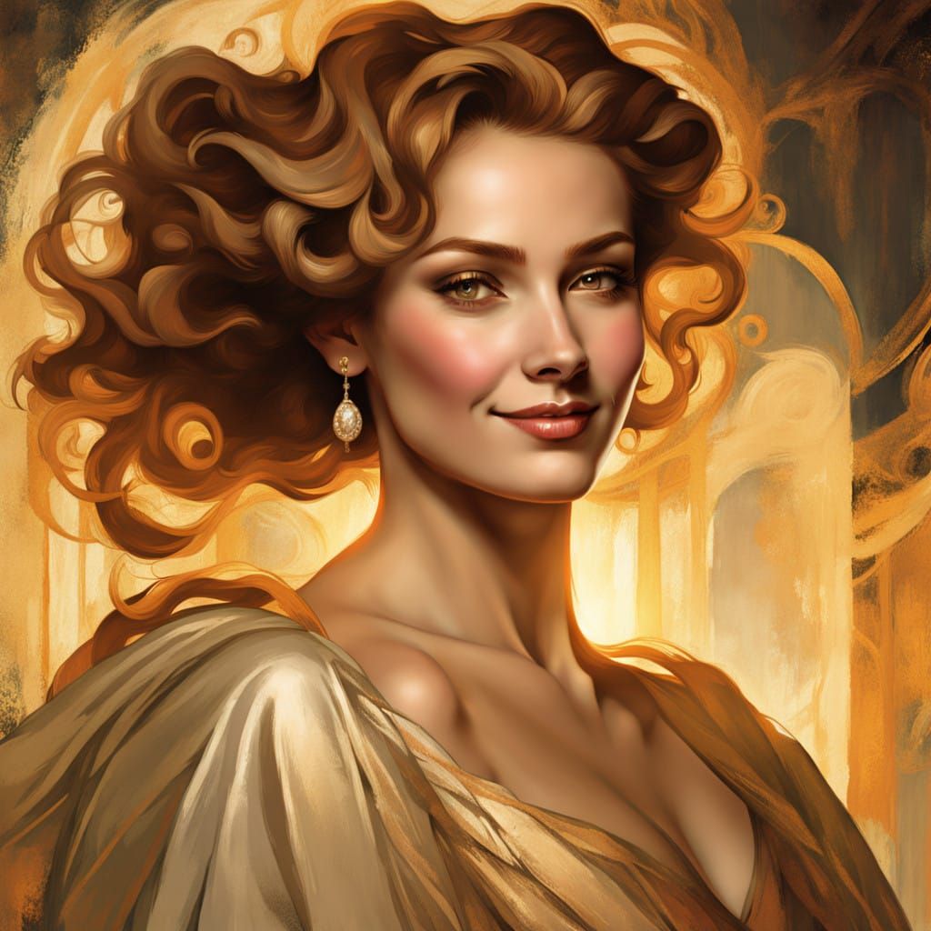 Elegant Woman Illuminated by Soft Golden Light