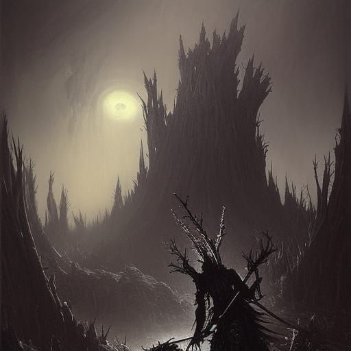 High Gothic Undead Knight in Dark Forest