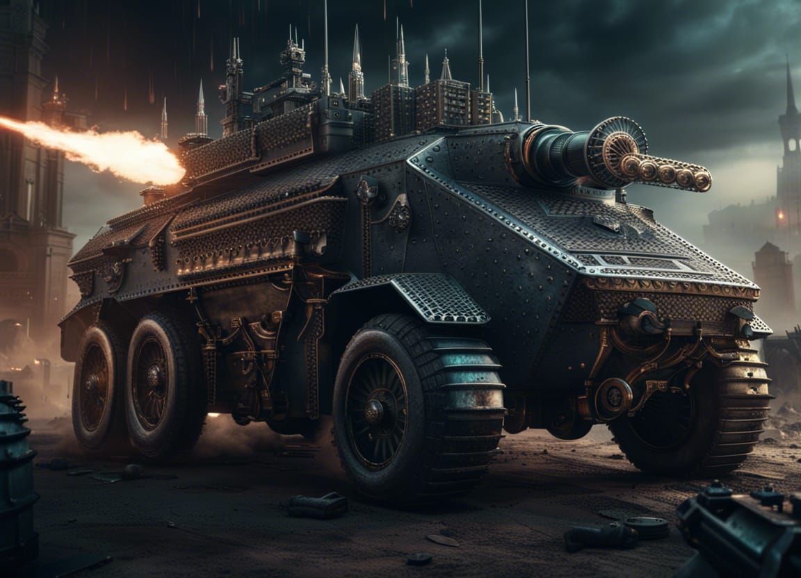 Armored Car with Guns: Digital Matte Painting