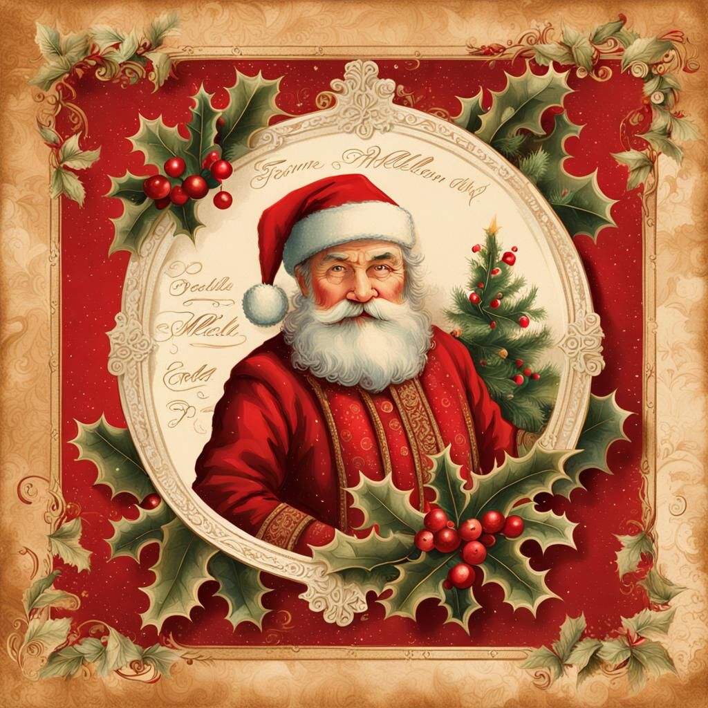 Vintage Santa Postcard in Rockwell-esque Style