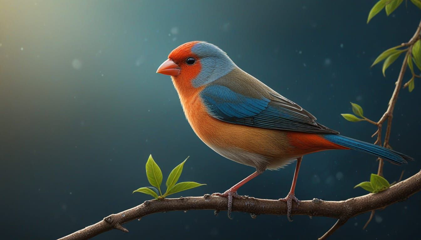Orange Cheeked Waxbill Detailed Digital Painting