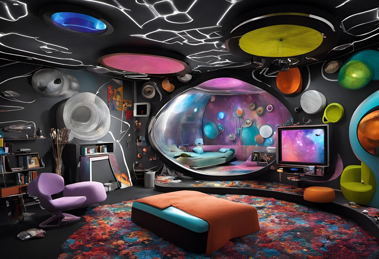 Bizarre Futuristic Room with Interactive Design Elements
