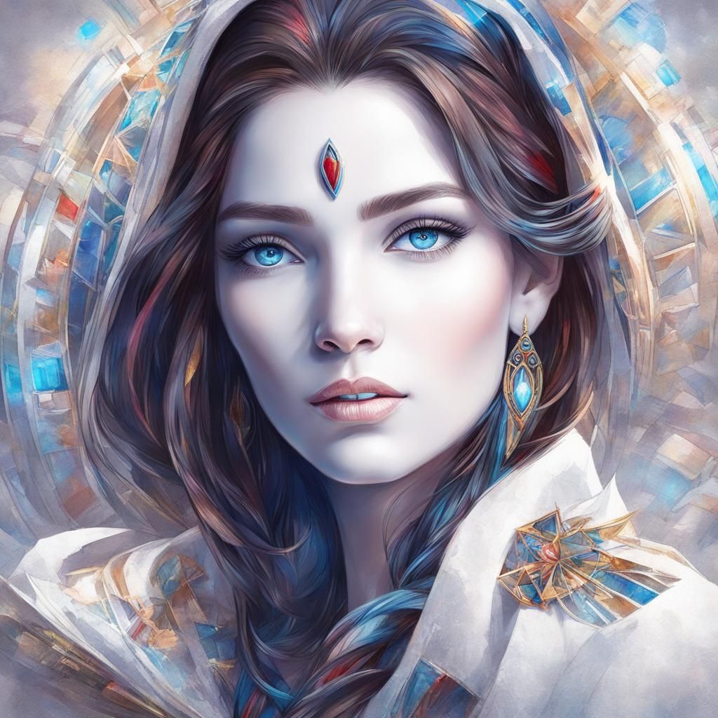 colorful Pencil sketch of A beautiful Egyptian princess in p...