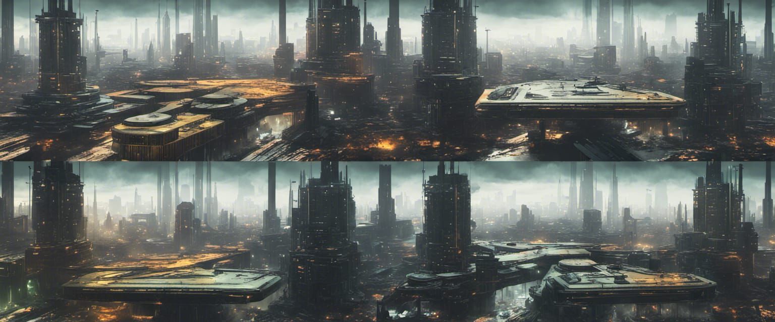 Brutalist Cyberpunk Megastack Space Colony