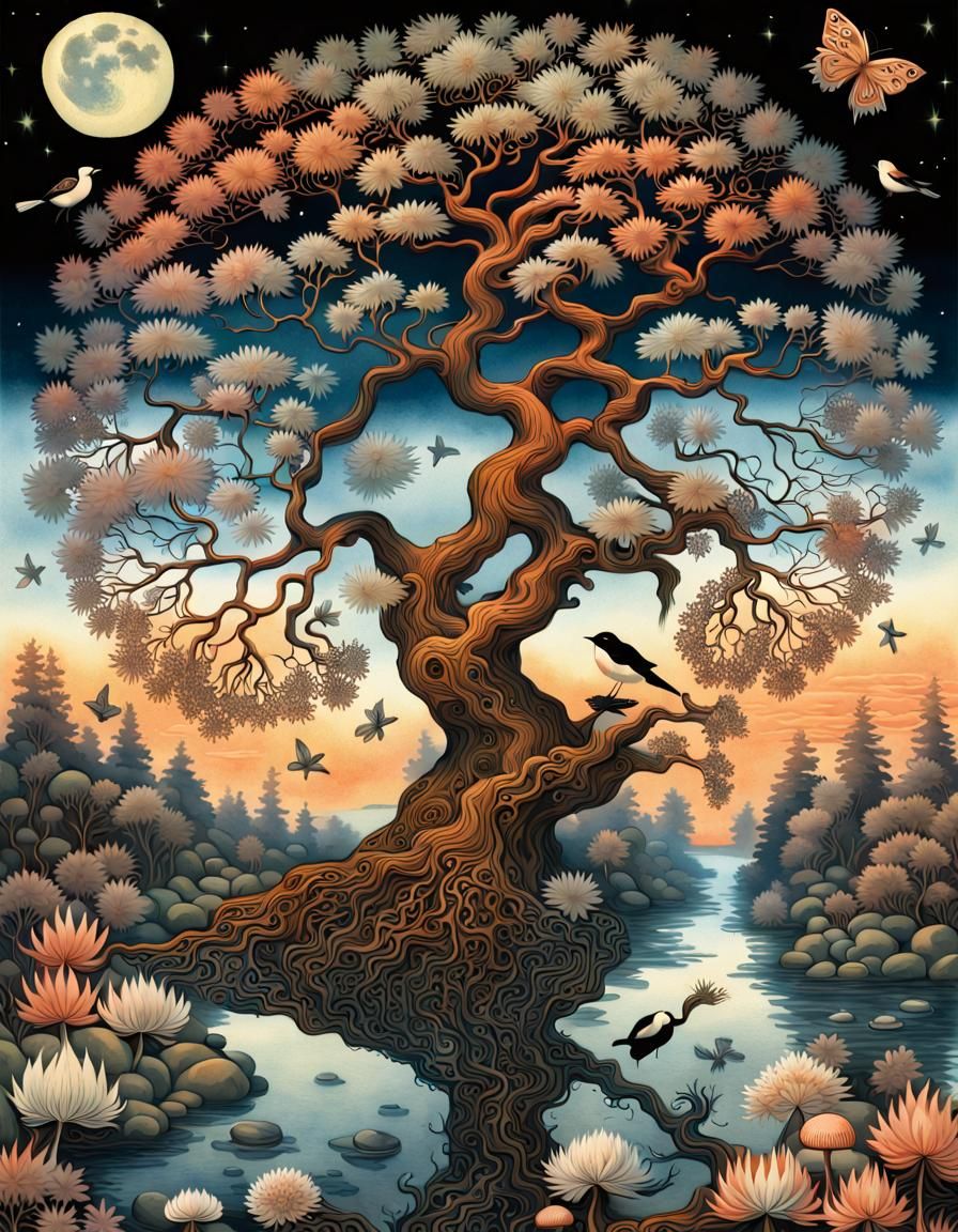 Cosmic Tree of Life Inspired by Ernst Haeckel