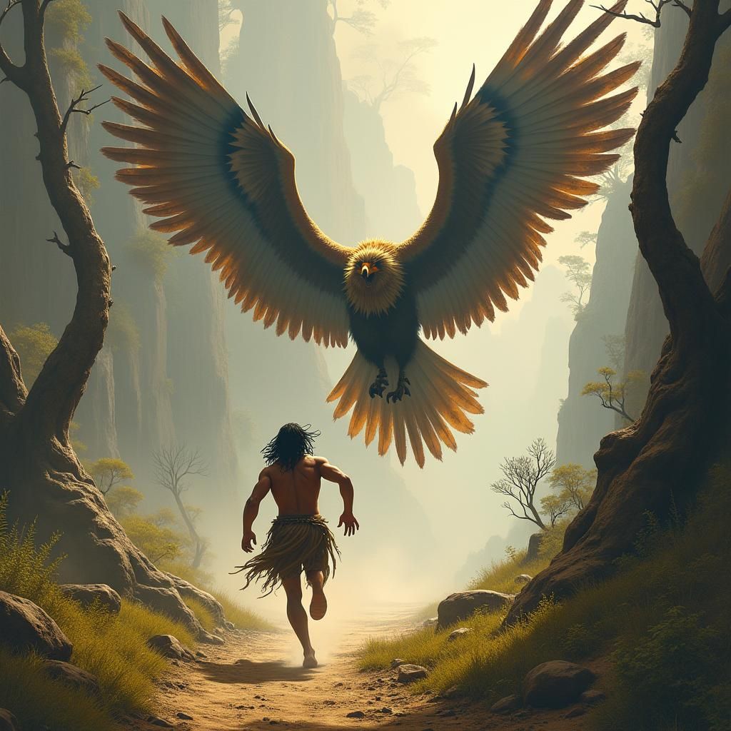 Thunderbird Hunt in Frazetta-Inspired Fantasy Art