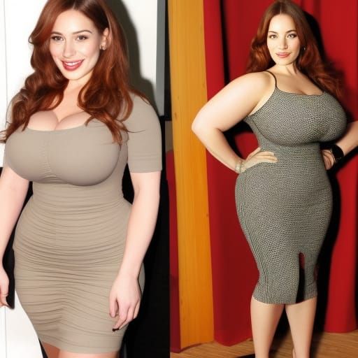 Voluptuous Curvy Model in Tight Dress