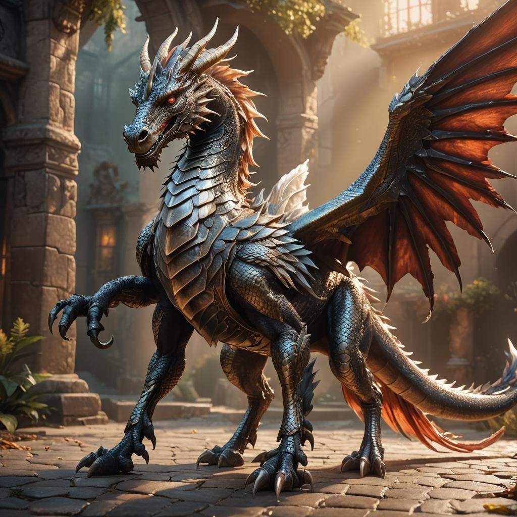 Radiant Dragon-Horse Hybrid in Fantasy Concept Art