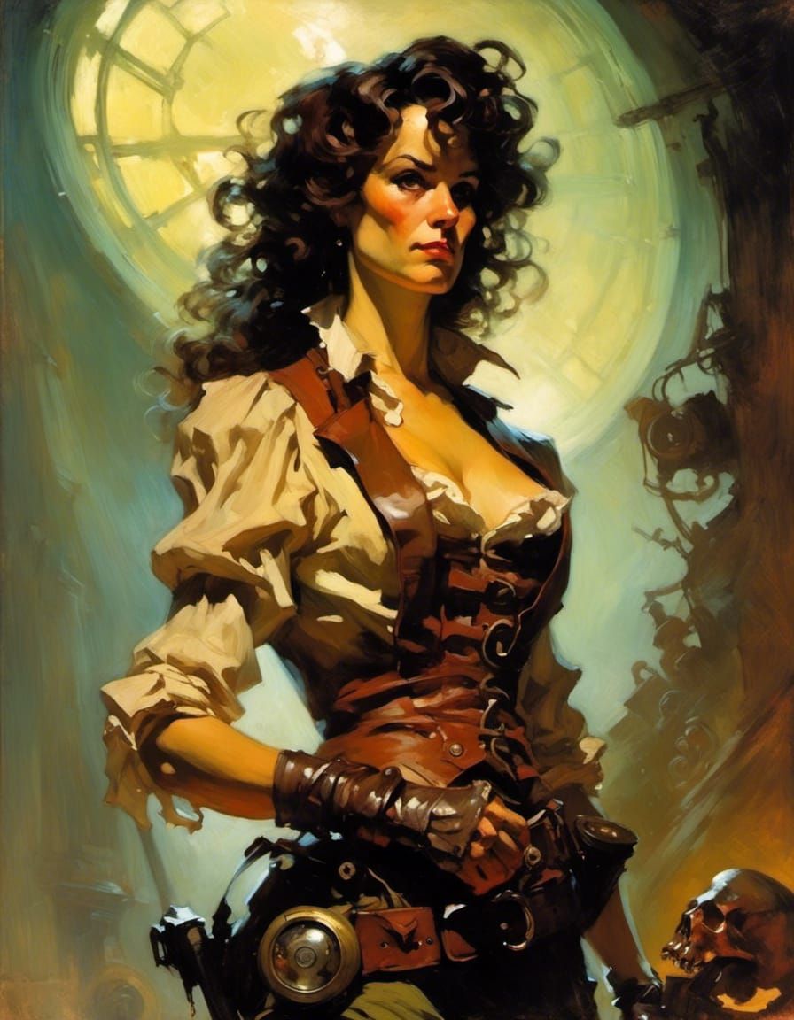 Steampunk Archaeologist in Chiaroscuro Style