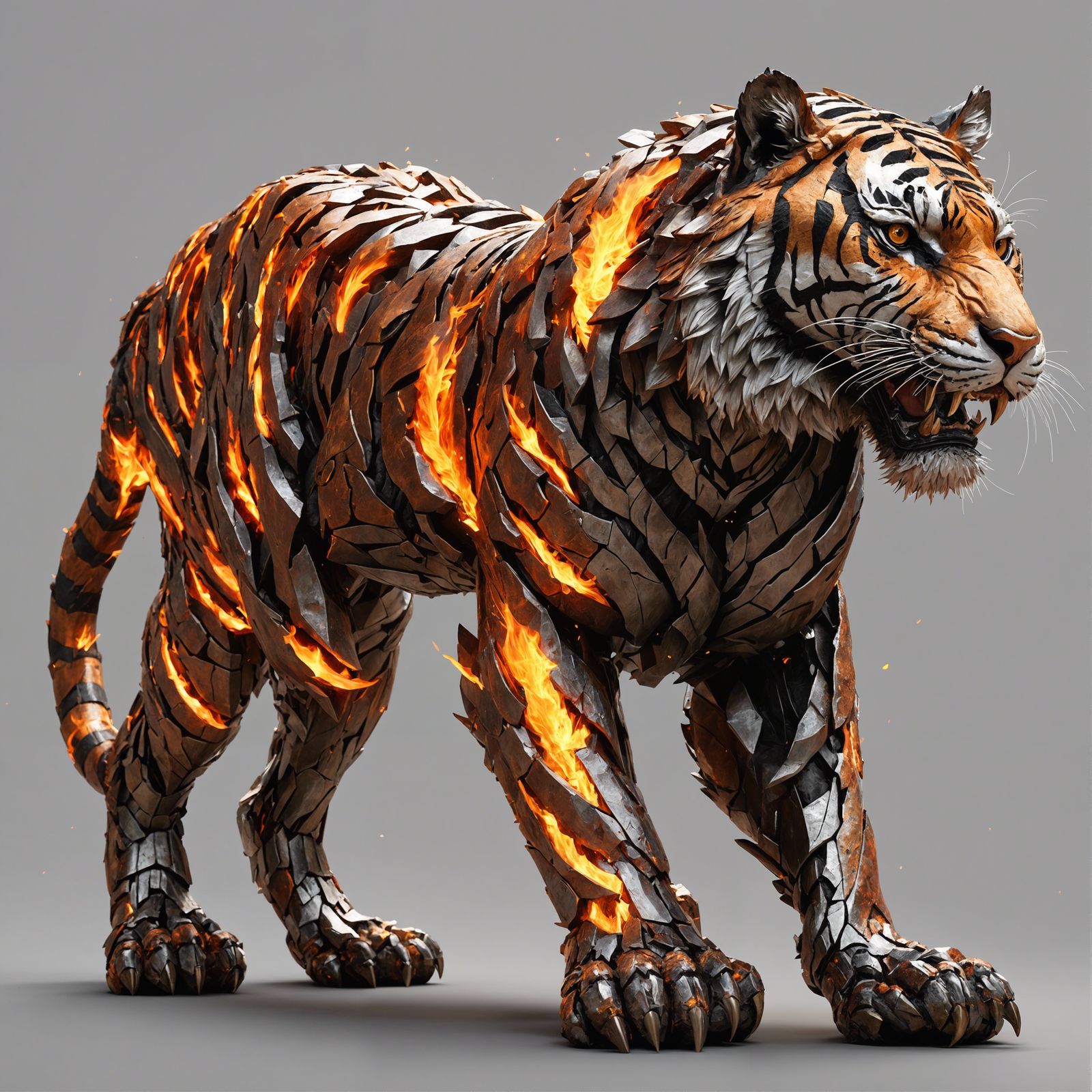 Fiery Tiger Sculpture Concept Art in 8K
