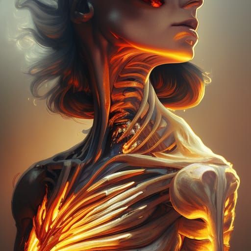 Flaming Ribcage: An Agony Concept Art