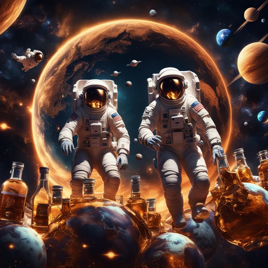 Astronauts and Whisky in Space: Fantasy Concept Art