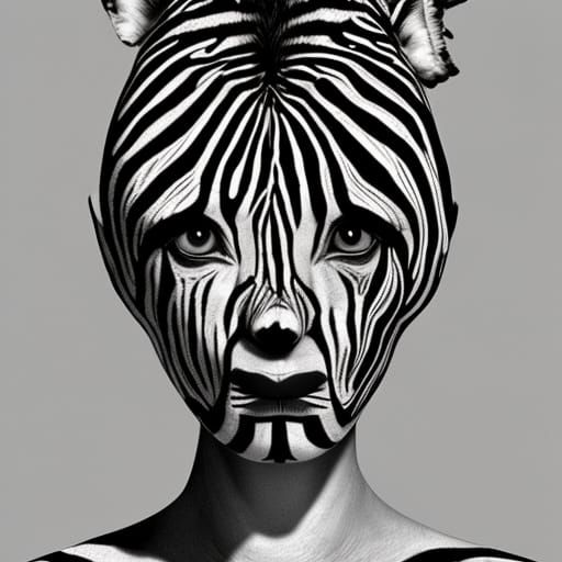 Zebra Woman in Surreal Dali-esque Style