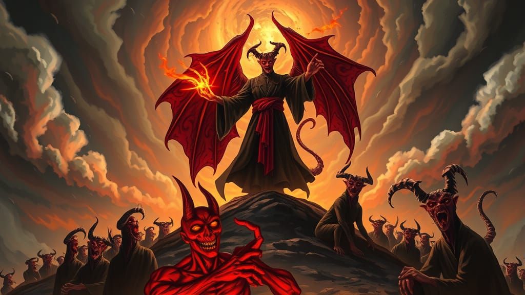Demonic Preacher Delivers Sermon in Dark Fantasy Art