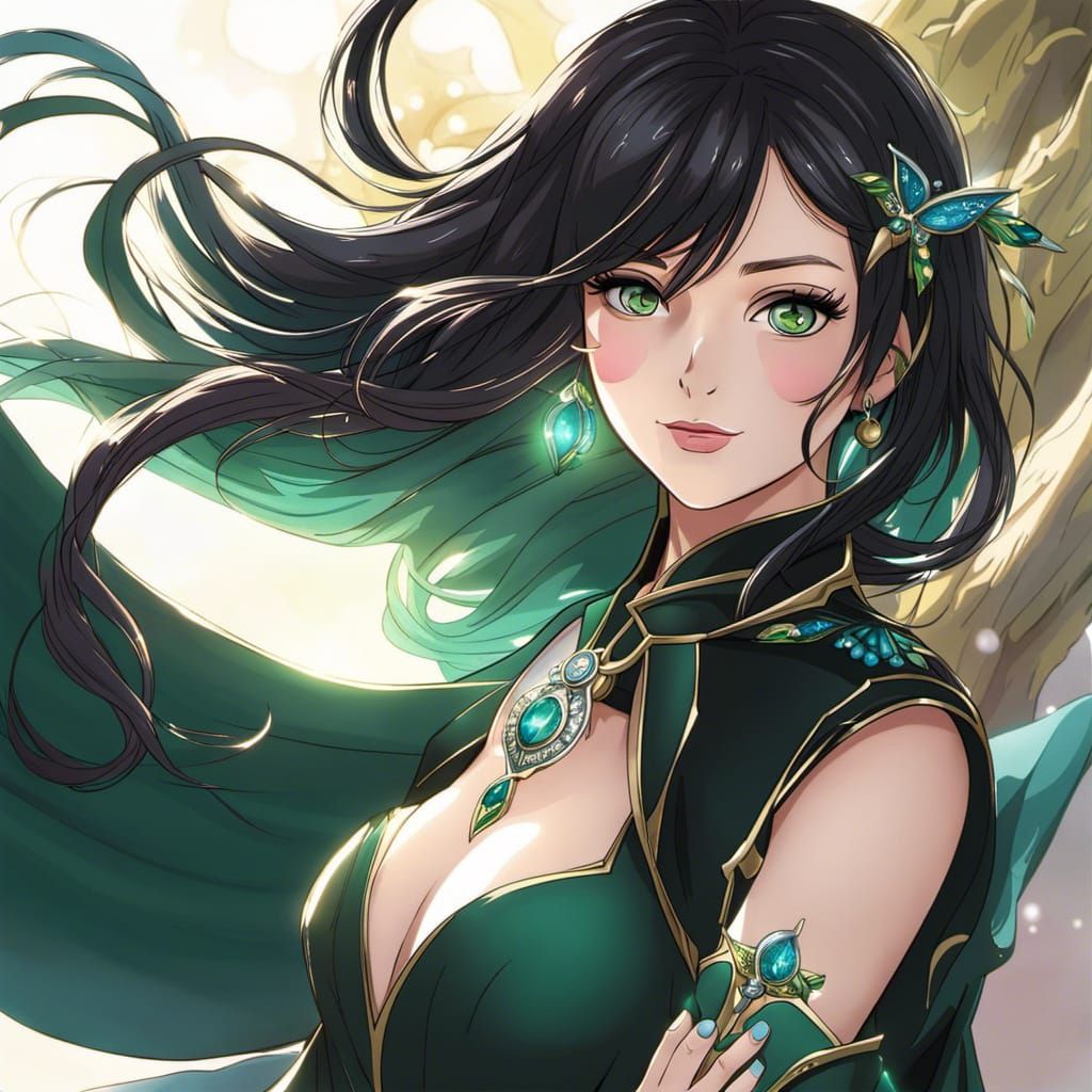 Wizard Woman Portrait, Anime Manga Style