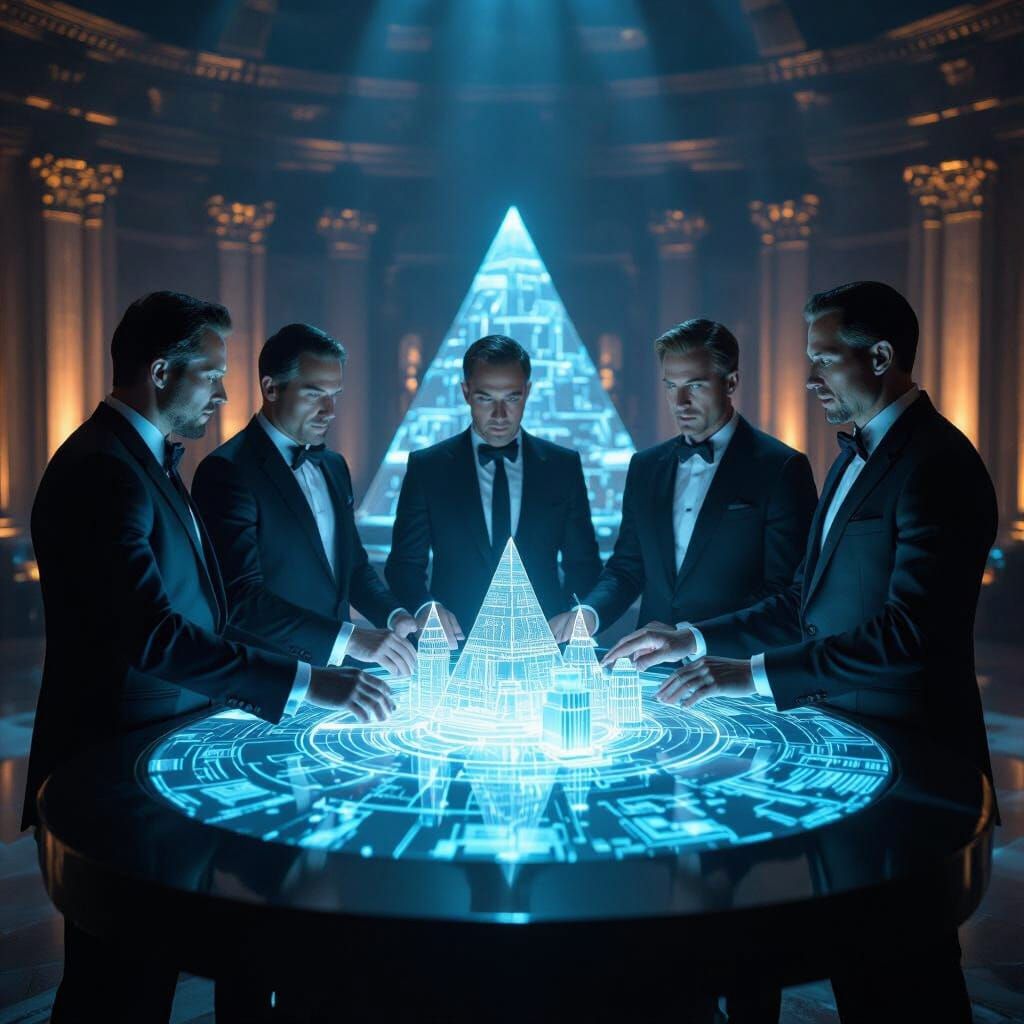 Neo-Renaissance Council Shaping a Cyberpunk City