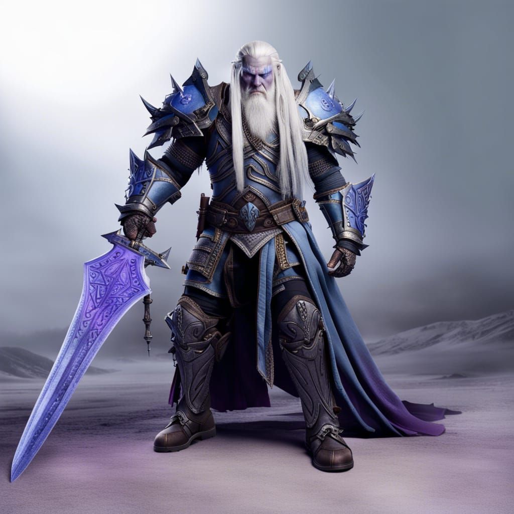 Orc Knight in Frost Armor, Fantasy Concept Art