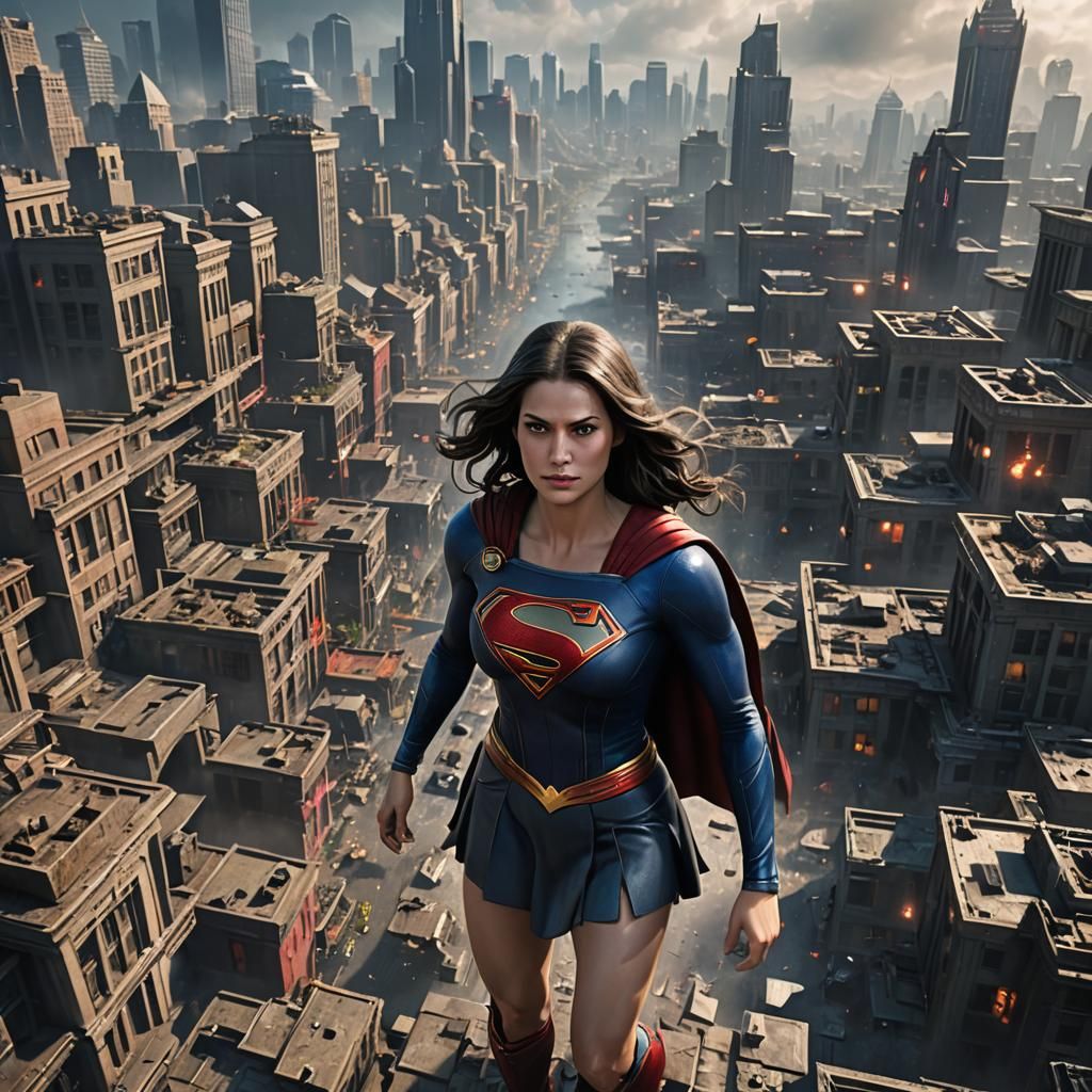 Supergirl in Argo City: Detailed Matte Painting