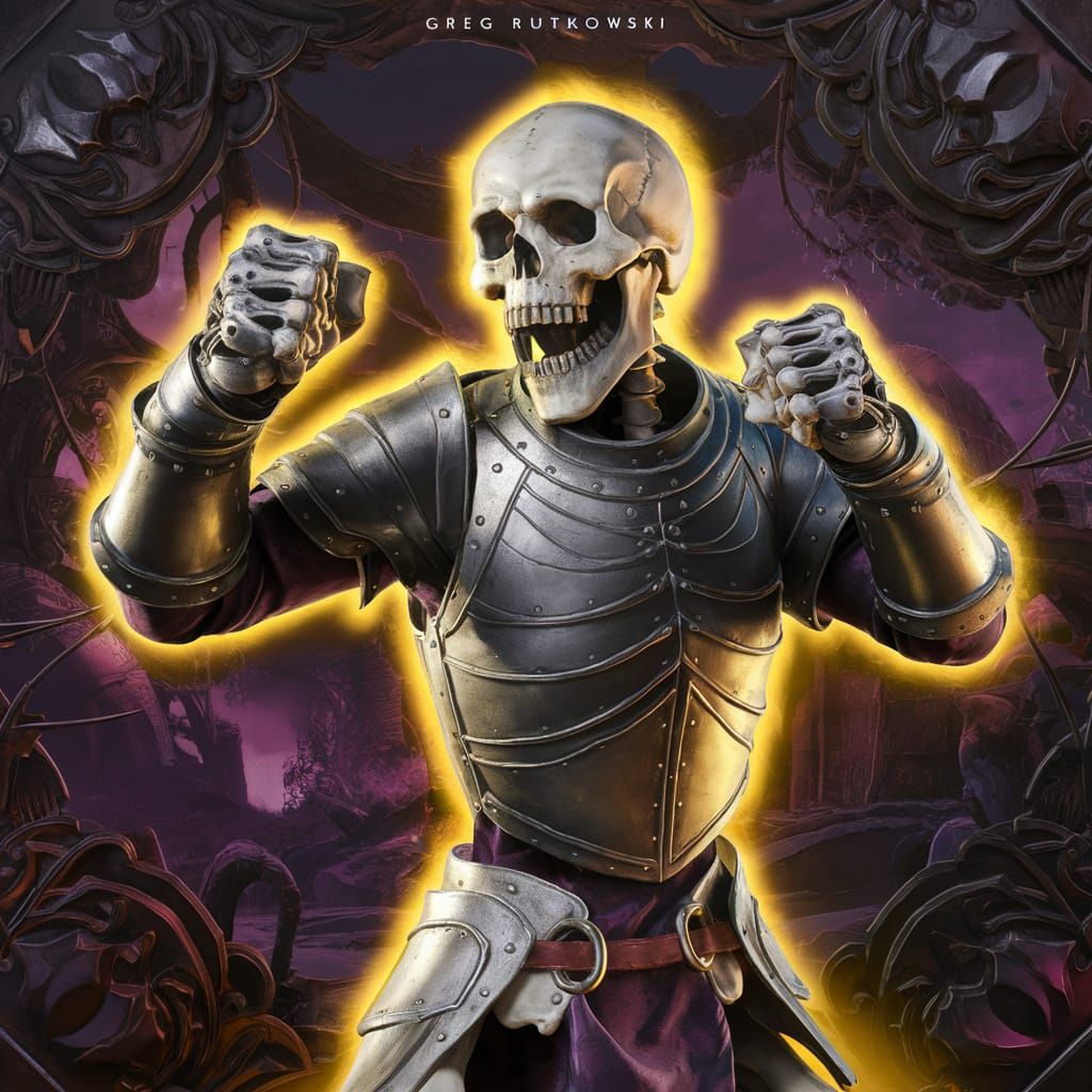 Medieval Skeleton Ready for Battle in Dark Fantasy Style