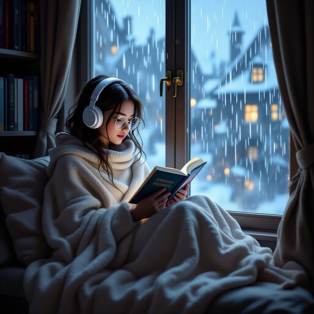 Rainy Day Reading in Fantasy Realism Style