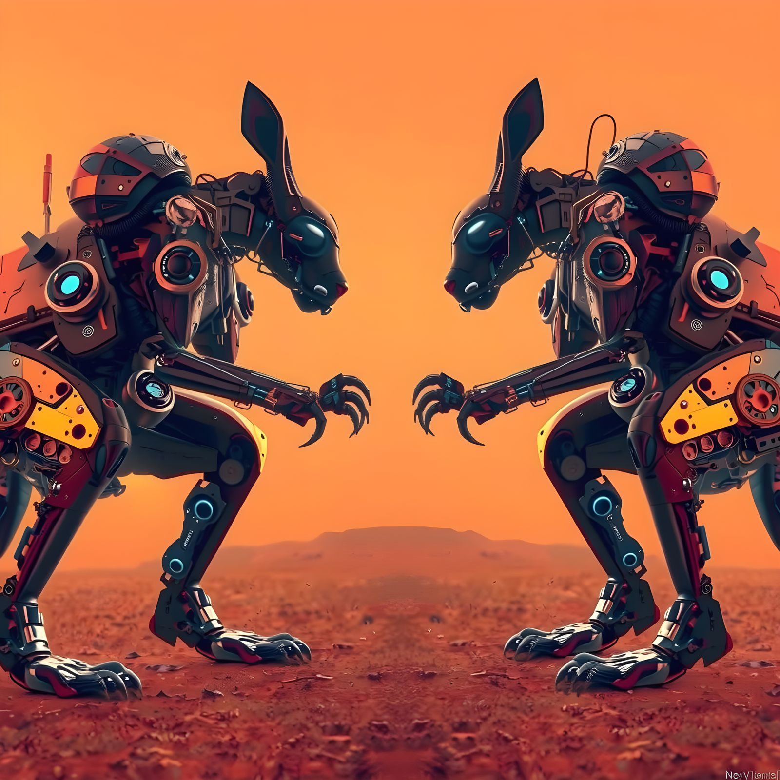 Cyber Kangaroos Stand Ready for an Epic Battle