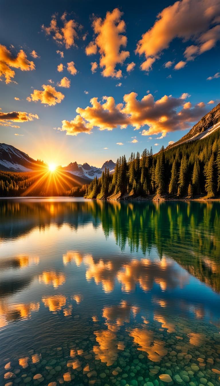 Sunset Light on Mountain Lake