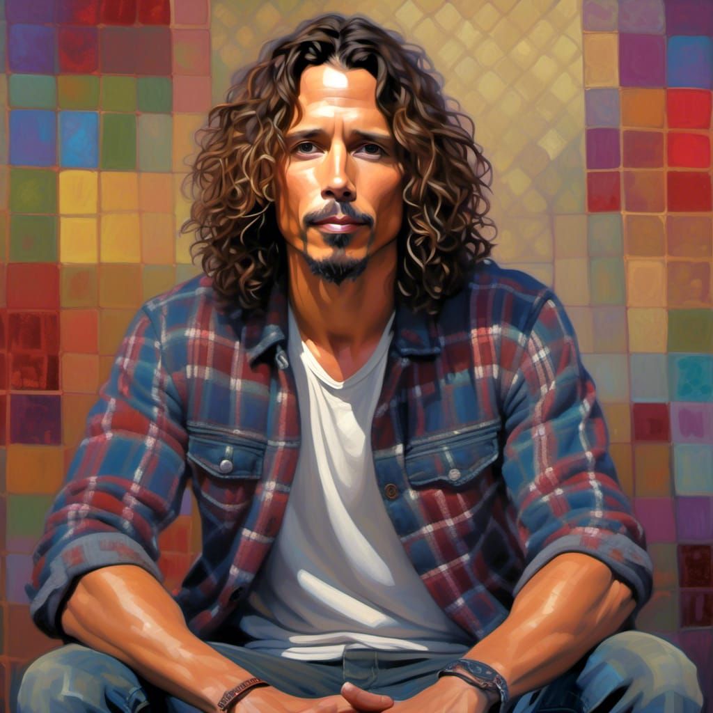 Chris Cornell in Vibrant Plaid Flannel Style