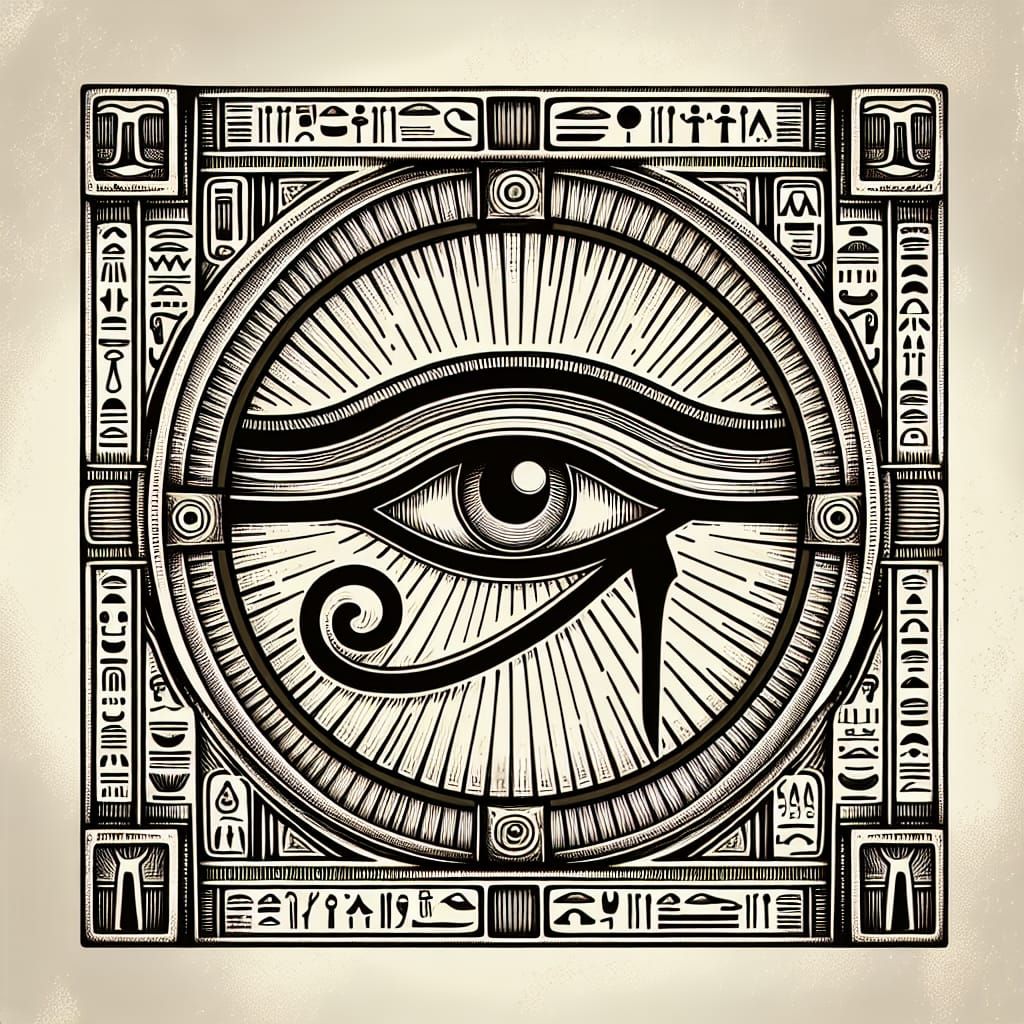 Intricate Eye of Ra in Ancient Egyptian Style