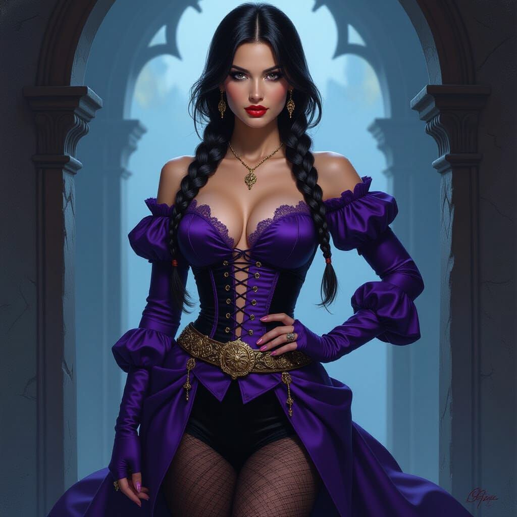 Braided Rogue in Mystic Shadows: Sensual Realism