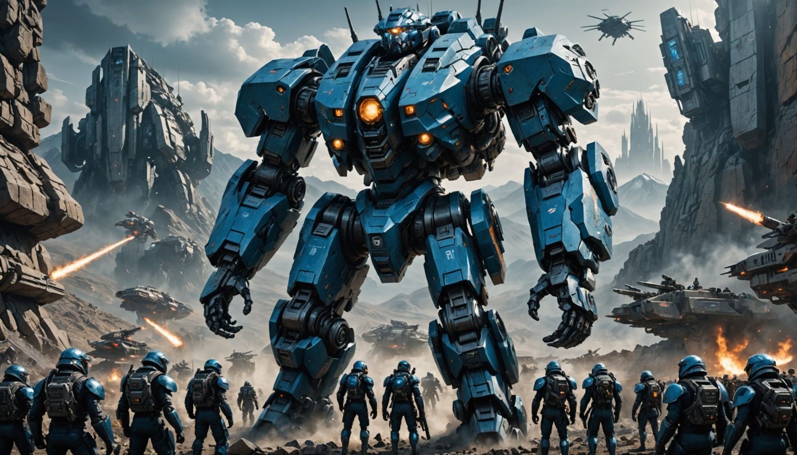 Epic Cyberpunk Mech Dominates the Landscape