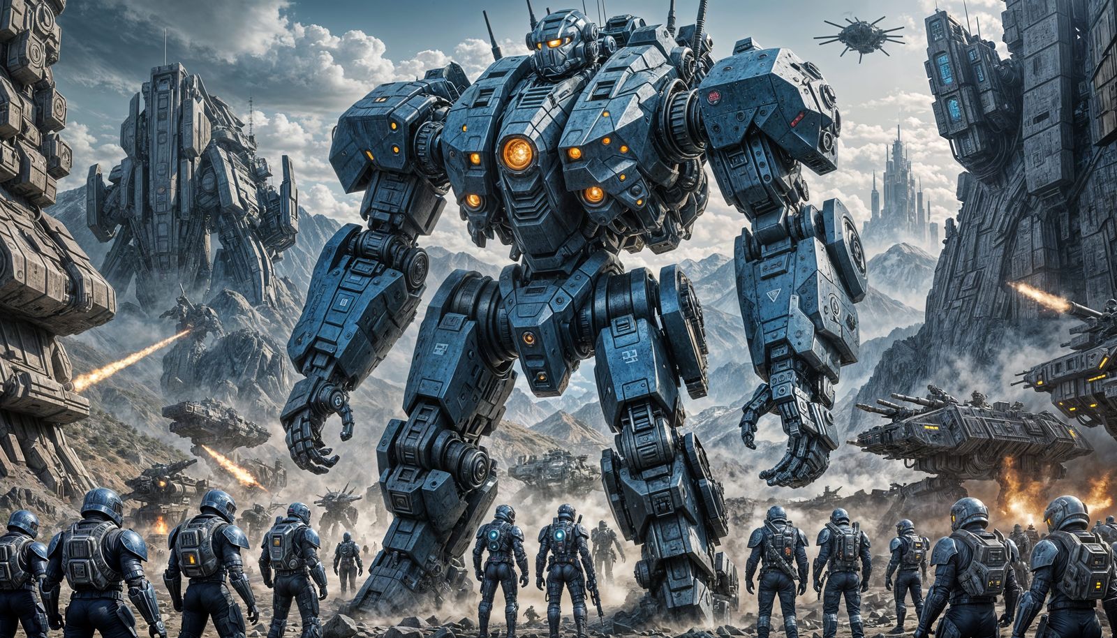 Cyberpunk Mech in Sharp Focus