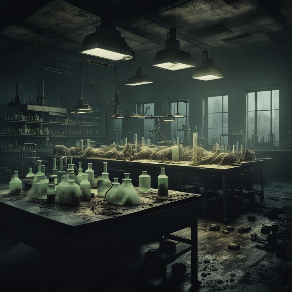 Dark Academia Laboratory Inspired by Beksiński