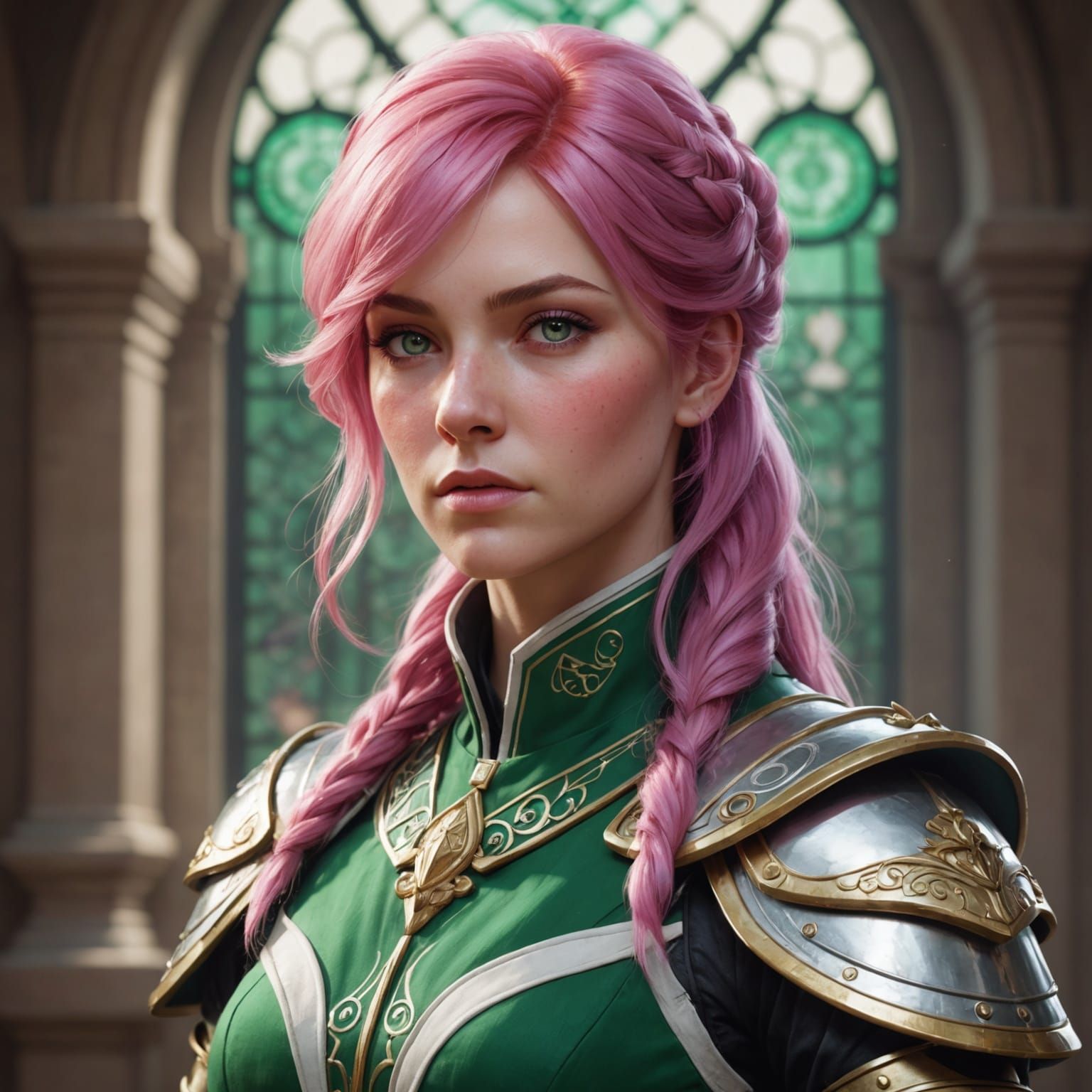 Pink-Haired Mage Portrait in Detailed Digital Art Style