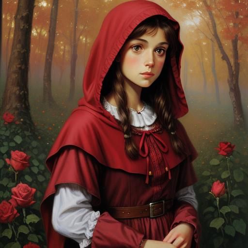 Little Red Riding Hood as Oil Painting