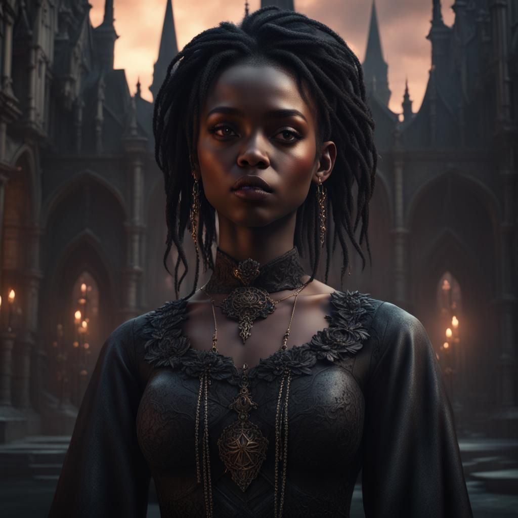 Detailed Gothic Teenage Girl Concept Art